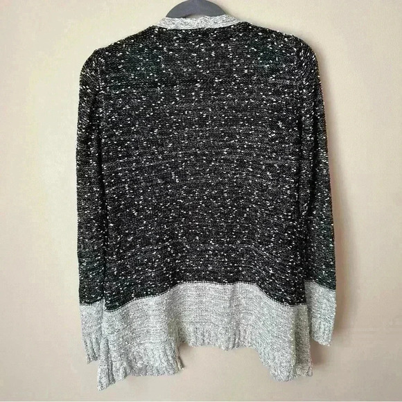 Belldini Black Grey White Speckled Knit Open Front Cardigan Women’s Size Medium - Picture 6 of 6